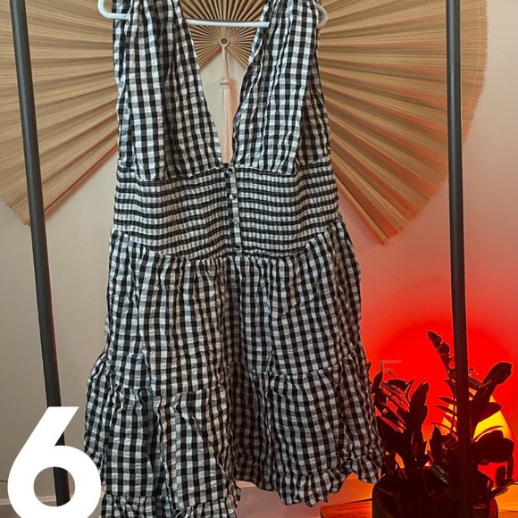 ASOS Curve PLus Size 26 Gingham Black and White Sundress - Picture 1 of 2